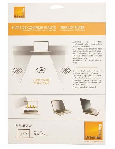 Urban Factory SSP04UF filtro para monitor 35,8 cm (14.1") Portátil Filtro de privacidad para pantallas sin marco