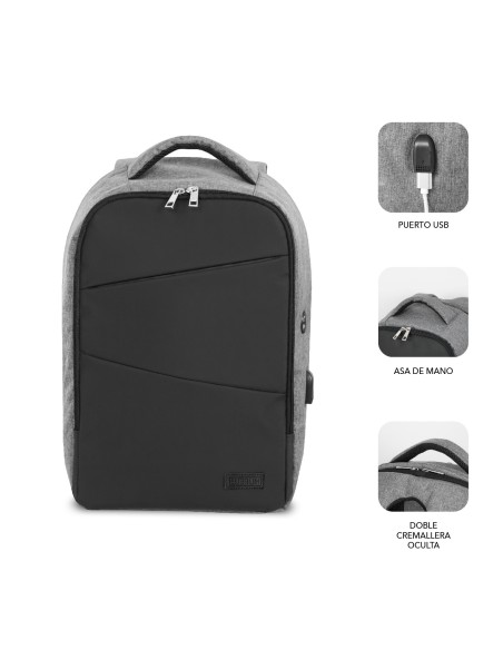 SUBBLIM Mochila Antirrobo Secure V2 AP Antitheft Backpack Gris Negra