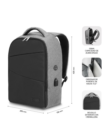 SUBBLIM Mochila Antirrobo Secure V2 AP Antitheft Backpack Gris Negra