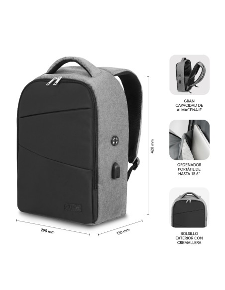 SUBBLIM Mochila Antirrobo Secure V2 AP Antitheft Backpack Gris Negra