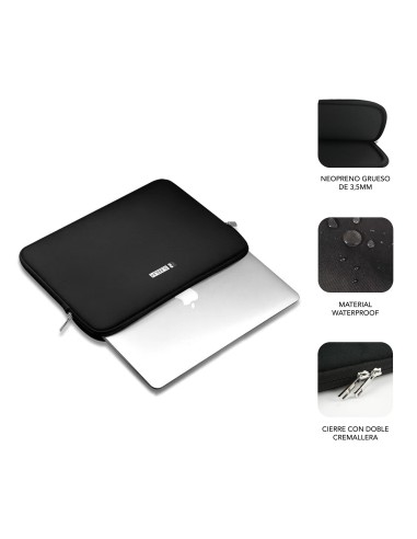 SUBBLIM Funda Ordenador Business Laptop Sleeve Neoprene 13,3-14" Black