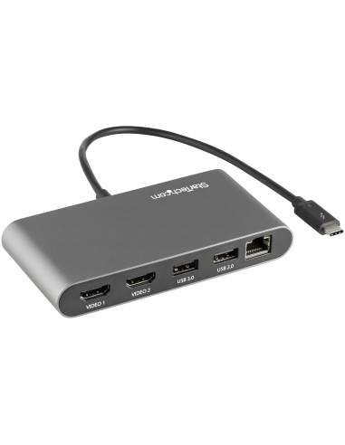 StarTech.com Mini Dock Thunderbolt 3 - Docking Station Portátil para 2 Monitores con HDMI 4K de 60Hz, 2x Hub USB-A (3.0 2.0),