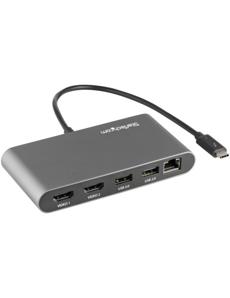 StarTech.com Mini Dock Thunderbolt 3 - Docking Station Portátil para 2 Monitores con HDMI 4K de 60Hz, 2x Hub USB-A (3.0 2.0),
