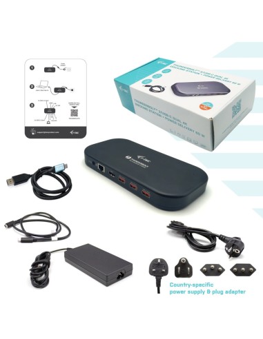 i-tec Thunderbolt 3 USB-C Dual 4K Docking Station + USB-C to DisplayPort Cable (1,5 m) + Power Delivery 60W