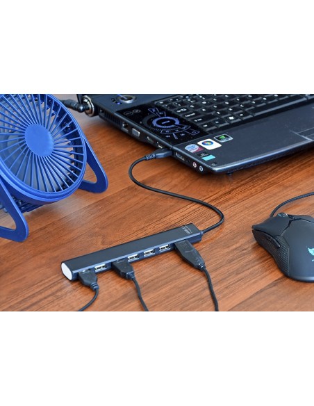 Gembird UHB-U2P7-04 hub de interfaz USB 2.0 Negro