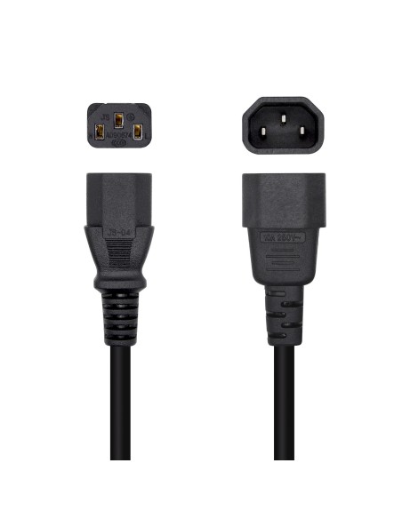 AISENS Cable Alimentación CPU, C13 H-C14 M, Negro, 3.0m