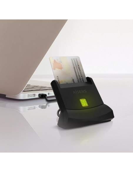 AISENS Lector de Tarjeta Inteligente DNI, Negro