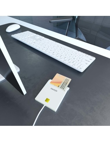 AISENS Lector de Tarjeta Inteligente DNI, Blanco