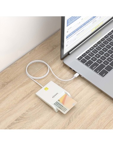 AISENS Lector de Tarjeta Inteligente DNI, Blanco