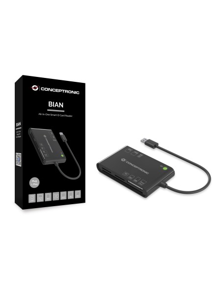Conceptronic BIAN01B lector de tarjeta inteligente Interior USB 3.2 Gen 1 (3.1 Gen 1) Negro