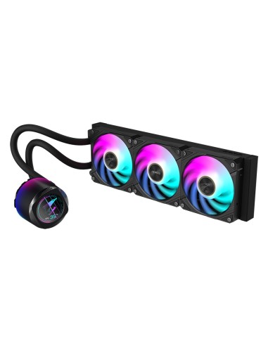 GIGABYTE AORUS WATERFORCE X II 360 Refrigerador de CPU líquido AIO - 3x ventiladores ARGB de 120 mm, pantalla LCD a todo color,