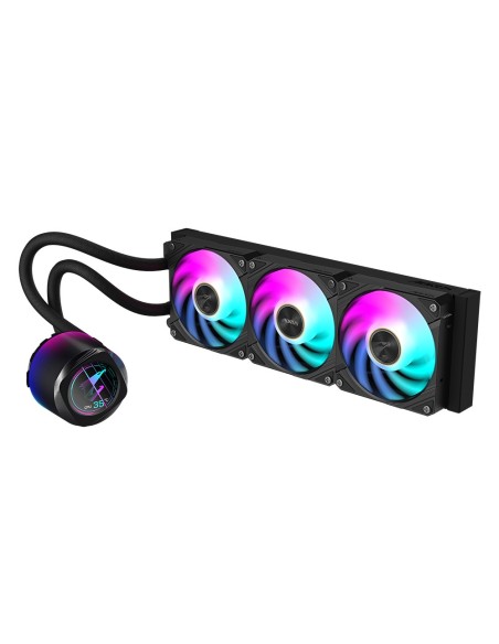 GIGABYTE AORUS WATERFORCE X II 360 Refrigerador de CPU líquido AIO - 3x ventiladores ARGB de 120 mm, pantalla LCD a todo color,