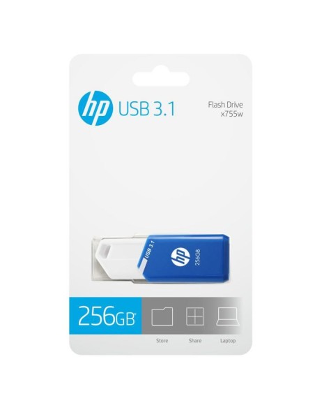 HP x755w unidad flash USB 256 GB USB tipo A 3.2 Gen 1 (3.1 Gen 1) Azul, Blanco