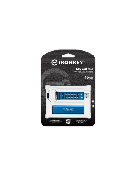 Kingston Technology IronKey Keypad 200 de 16 GB, FIPS 140-3 nivel 3 (pendiente) cifrado AES-256