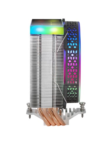 Mars Gaming MCPU-VR Negro, Disipador CPU, Doble Espejo Infinito ARGB, 4 Heatpipes HCT, TDP 180W, Ventilador Ultra-silencioso