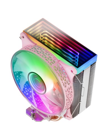 Mars Gaming MCPU-VR Rosa, Disipador CPU, Doble Espejo Infinito ARGB, 4 Heatpipes HCT, TDP 180W, Ventilador Ultra-silencioso PWM