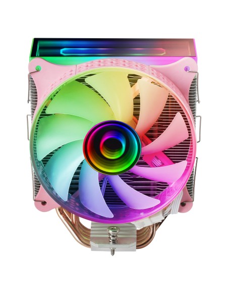 Mars Gaming MCPU-VR Rosa, Disipador CPU, Doble Espejo Infinito ARGB, 4 Heatpipes HCT, TDP 180W, Ventilador Ultra-silencioso PWM