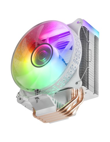 Mars Gaming MCPU-VR, Disipador CPU, Doble Espejo Infinito ARGB, 4 Heatpipes HCT, TDP 180 W, Ventilador Ultra-silencioso PWM 12