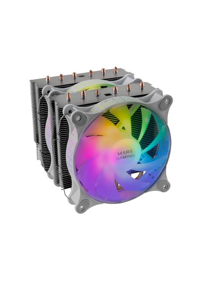 Mars Gaming Disipador CPU, Doble Torre Refrigeración, 6 Heatpipes HCT, TDP 300 W, 2 Ventiladores ARGB PWM 12 cm, MCPUXTW, Color