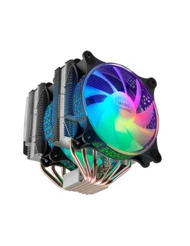 Mars Gaming Disipador CPU, Doble Torre Refrigeración, 6 Heatpipes HCT, TDP 300 W, 2 Ventiladores ARGB PWM 12 cm, MCPUXT, Color