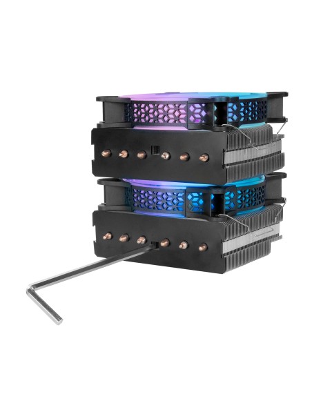 Mars Gaming Disipador CPU, Doble Torre Refrigeración, 6 Heatpipes HCT, TDP 300 W, 2 Ventiladores ARGB PWM 12 cm, MCPUXT, Color