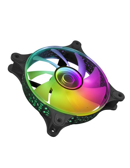 Mars Gaming MF-3DKIT Negro, Kit 3 Ventiladores ARGB 360° 12cm, Espejo Infinito 3D, Sistema Anti-vibraciones, Controlador ARGB,