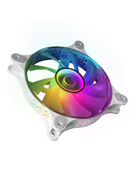 Mars Gaming MF-3DKIT Blanco, Kit 3 Ventiladores ARGB 360° 12cm, Espejo Infinito 3D, Sistema Anti-vibraciones, Controlador ARGB,