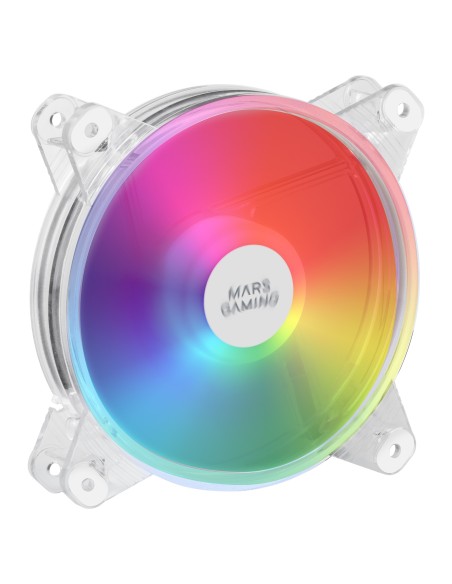 Mars Gaming MFD, Ventilador de PC 120mm RGB, Ultrasilencioso 14dB, Molex, Transparente