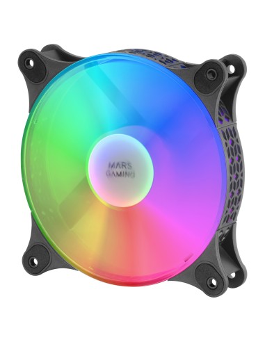 Mars Gaming MFDUO, Kit 2 Ventiladores FRGB Rainbow 360°, Ultra-silencioso, Doble Conexión 3PIN + 4PIN, Negro