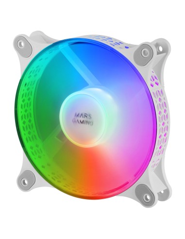 Mars Gaming MFDUO, Kit 2 Ventiladores FRGB Rainbow 360°, Ultra-silencioso, Doble Conexión 3PIN + 4PIN, Blanco