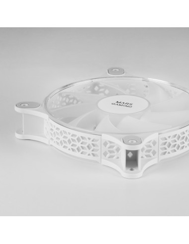 Mars Gaming MFDUO, Kit 2 Ventiladores FRGB Rainbow 360°, Ultra-silencioso, Doble Conexión 3PIN + 4PIN, Blanco