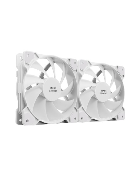 Mars Gaming MF-PROX2 Blanco, Kit 2 Ventiladores 120mm, Sistema Anti-vibraciones, Ultra-silenciosos, Doble Conexión 3PIN + 4PIN