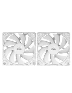 Mars Gaming MF-PROX2 Blanco, Kit 2 Ventiladores 120mm, Sistema Anti-vibraciones, Ultra-silenciosos, Doble Conexión 3PIN + 4PIN 2