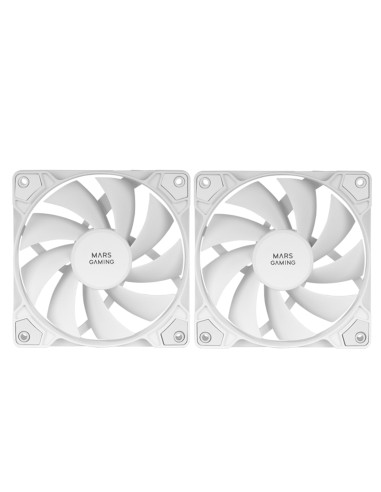 Mars Gaming MF-PROX2 Blanco, Kit 2 Ventiladores 120mm, Sistema Anti-vibraciones, Ultra-silenciosos, Doble Conexión 3PIN + 4PIN