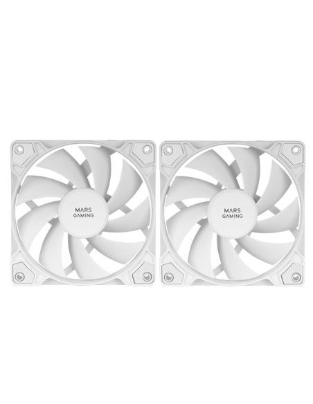 Mars Gaming MF-PROX2 Blanco, Kit 2 Ventiladores 120mm, Sistema Anti-vibraciones, Ultra-silenciosos, Doble Conexión 3PIN + 4PIN