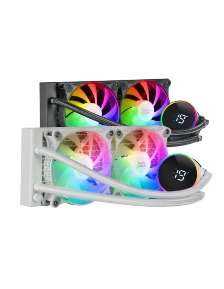Mars Gaming ML-LCD240, Refrigeración Líquida AIO, TDP 500W, 2x Ventiladores FDB ARGB 120mm, Pantalla LCD con Monitoreo de