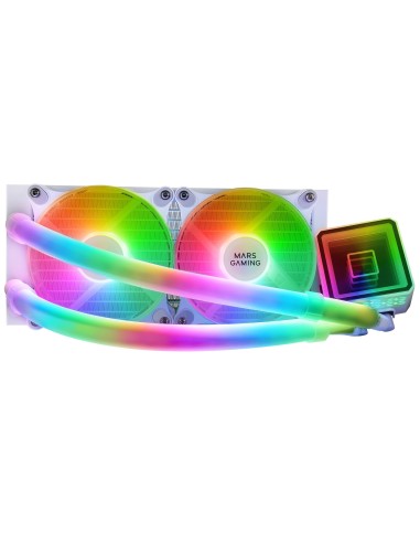 Mars Gaming ML-ULTRA240 Blanco, Refrigeración Líquida CPU, TDP 500W, Espejo Infinito, 2 Ventiladores Silenciosos FDB ARGB,