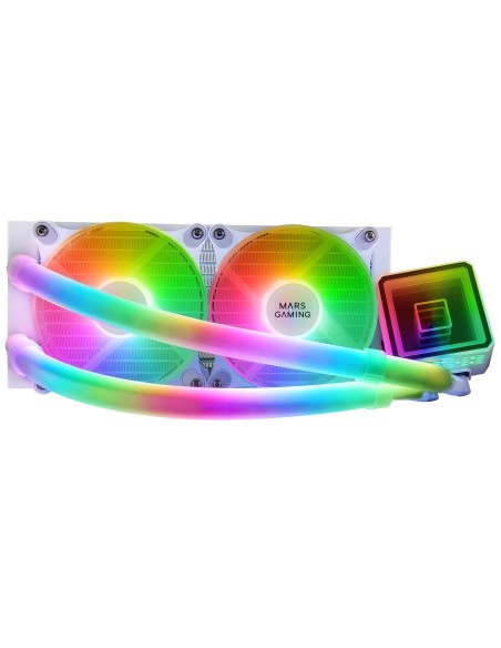 Mars Gaming ML-ULTRA240 Blanco, Refrigeración Líquida CPU, TDP 500W, Espejo Infinito, 2 Ventiladores Silenciosos FDB ARGB,