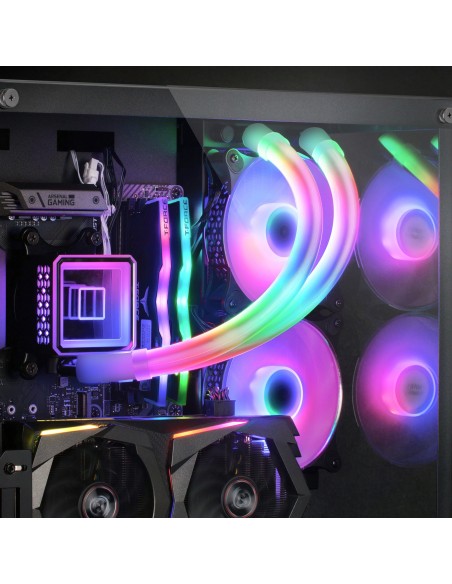 Mars Gaming ML-ULTRA240 Negro, Refrigeración Líquida CPU, TDP 500W, Espejo Infinito, 2 Ventiladores Silenciosos FDB ARGB, Tubos