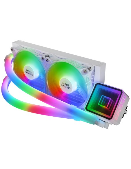 Mars Gaming ML-ULTRA240 Blanco, Refrigeración Líquida CPU, TDP 500W, Espejo Infinito, 2 Ventiladores Silenciosos FDB ARGB,