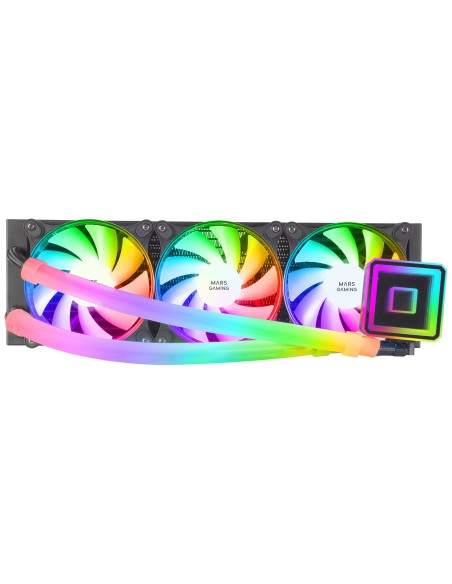Mars Gaming ML-ULTRA360 Negro, Refrigeración Líquida CPU, TDP 650W, Espejo Infinito, 3 Ventiladores Silenciosos FDB ARGB, Tubos