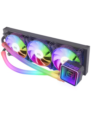 Mars Gaming ML-ULTRA360 Negro, Refrigeración Líquida CPU, TDP 650W, Espejo Infinito, 3 Ventiladores Silenciosos FDB ARGB, Tubos