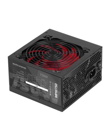 Mars Gaming MPIII750, Fuente Alimentación PC ATX 750W, 5 Años de Garantía, 85% Eficiencia, Sistema Digital APFC, Ventilador FDB