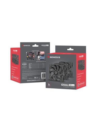 GENESIS Oxal 120 Carcasa del ordenador Ventilador 12 cm Negro 3 pieza(s)