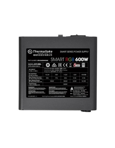Thermaltake Smart RGB unidad de fuente de alimentación 600 W 20+4 pin ATX ATX Negro