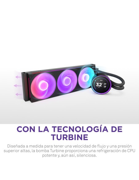 NZXT Kraken Elite 360 RGB Procesador Sistema de refrigeración líquida todo en uno 12 cm Negro 1 pieza(s)