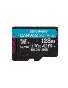 Kingston Technology Tarjeta microSDXC Canvas Go Plus Gen4 de 128 GB, 200 MB s, A2 U3 V30 y adaptador 2