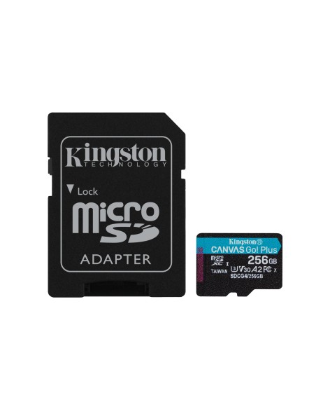 Kingston Technology Tarjeta microSDXC Canvas Go Plus Gen4 de 256 GB, 200 MB s, A2 U3 V30 y adaptador