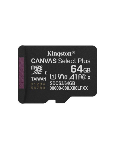 Kingston Technology 64GB microSDXC Canvas Select Plus Gen3 100MB s A1 (Incluye adaptador de SD)