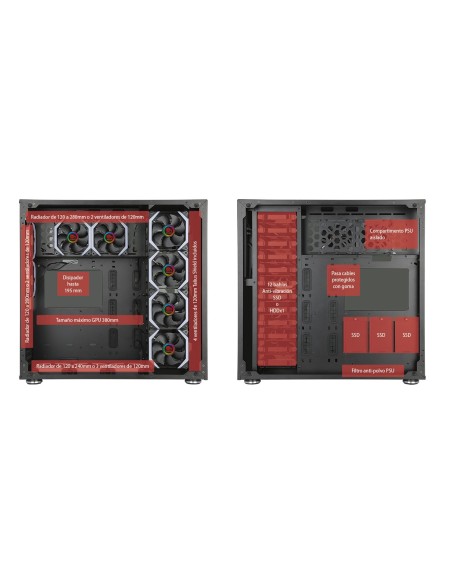 TALIUS Caja E-Atx gaming Avalon cristal templado 4fan USB 3.0